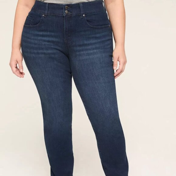 Lane Bryant Tighter Tummy Fit High Rise Straight Jean Size 22S Dark Wash - Picture 1 of 6